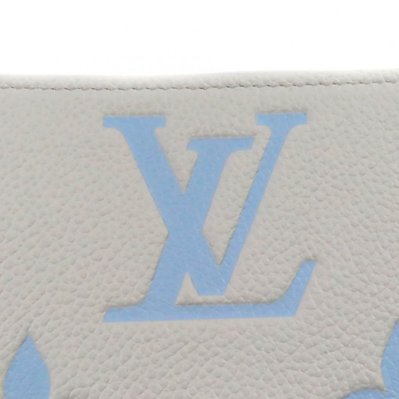 Louis Vuitton M83308 Monogram Empreinte Latte White Candy Blue Zippy Wallet