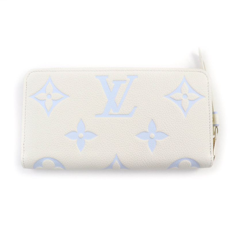 Louis Vuitton M83308 Monogram Empreinte Latte White Candy Blue Zippy Wallet