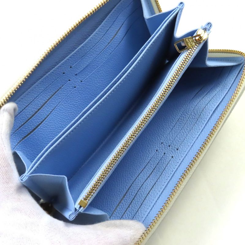 Louis Vuitton M83308 Monogram Empreinte Latte White Candy Blue Zippy Wallet