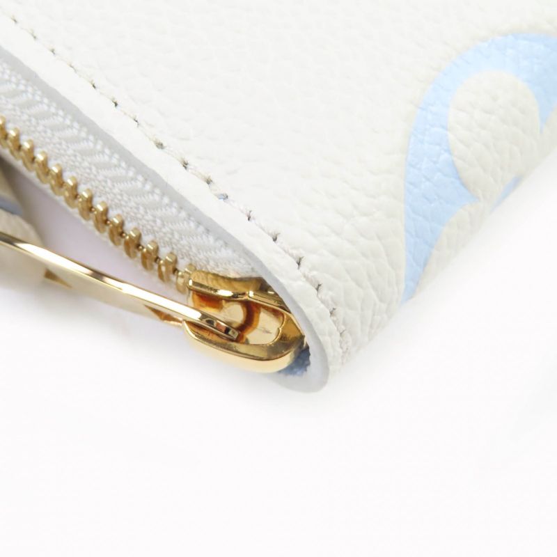 Louis Vuitton M83308 Monogram Empreinte Latte White Candy Blue Zippy Wallet