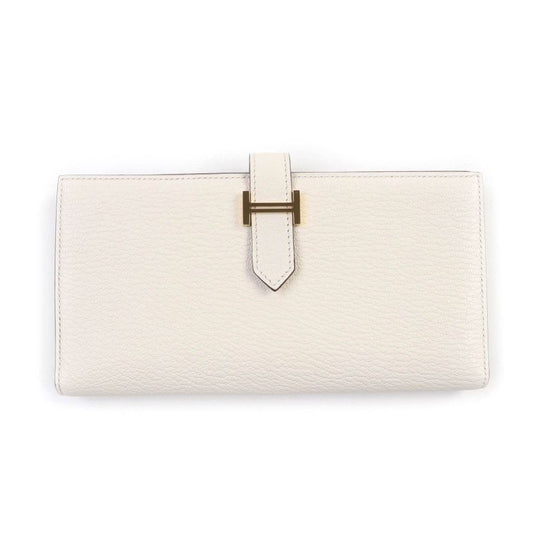 Hermes Bearn Souffle Nata Chevre Gold Hardware Long Wallet Engraved U With Box