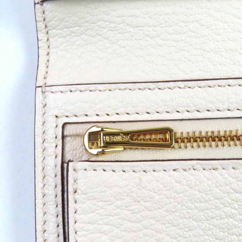 Hermes Bearn Souffle Nata Chevre Gold Hardware Long Wallet Engraved U With Box