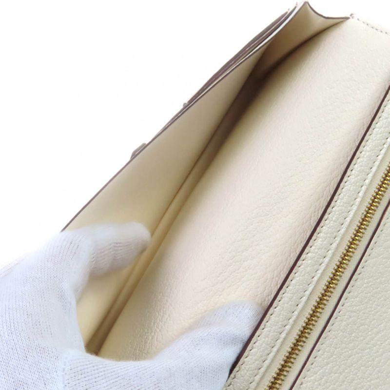 Hermes Bearn Souffle Nata Chevre Gold Hardware Long Wallet Engraved U With Box