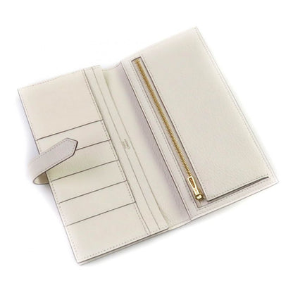 Hermes Bearn Souffle Nata Chevre Gold Hardware Long Wallet Engraved U With Box