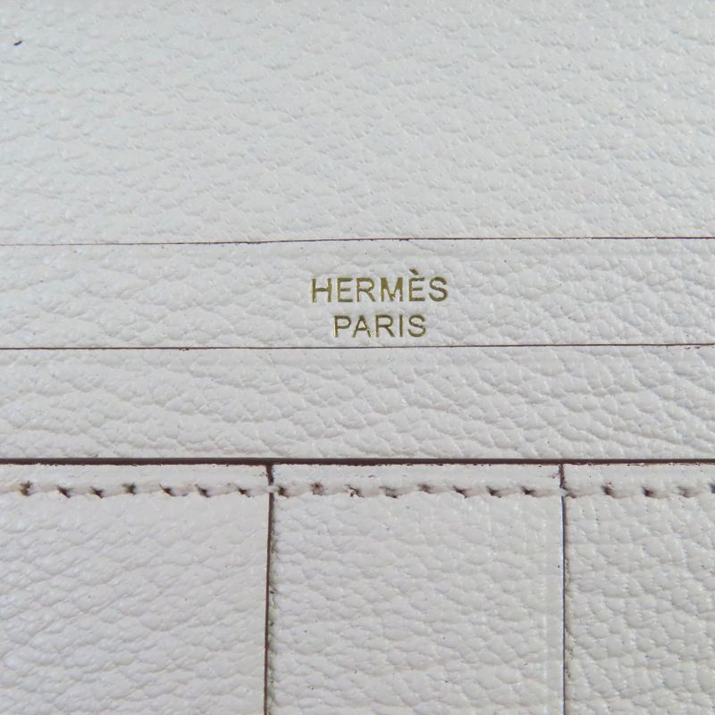 Hermes Bearn Souffle Nata Chevre Gold Hardware Long Wallet Engraved U With Box