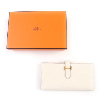 Hermes Bearn Souffle Nata Chevre Gold Hardware Long Wallet Engraved U With Box