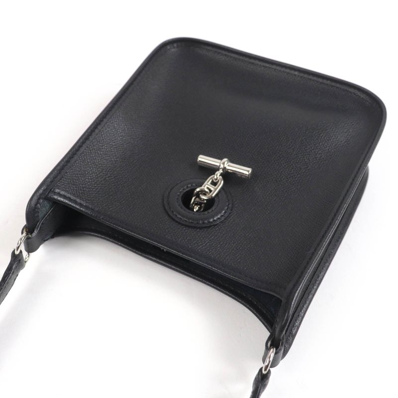 Hermes Vespa TPM Vaux Epson Silver Hardware Shoulder Bag Black Stamped H Made