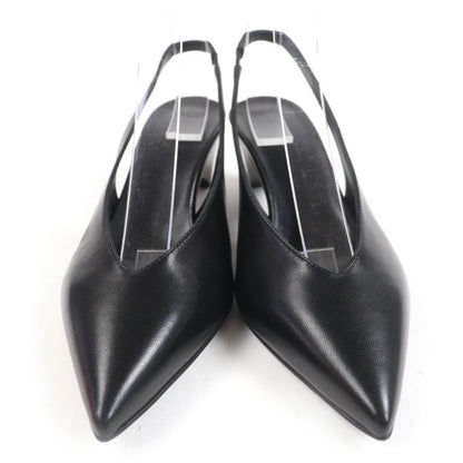 Hermes Antim 55 Pointed Toe Leather Suring Back Pumps Black 36 With Box And