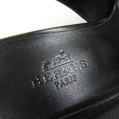 Hermes Antim 55 Pointed Toe Leather Suring Back Pumps Black 36 With Box And