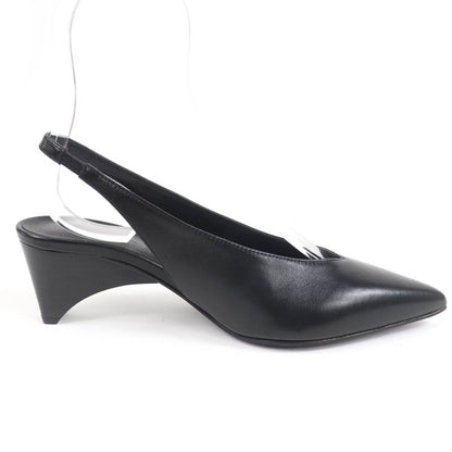 Hermes Antim 55 Pointed Toe Leather Suring Back Pumps Black 36 With Box And