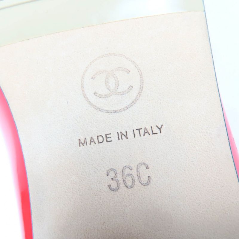 CHANEL G02819 Patent Leather Coco Mark Bicolor Flat Shoes Ballet Shoes Red