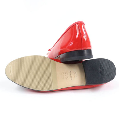 CHANEL G02819 Patent Leather Coco Mark Bicolor Flat Shoes Ballet Shoes Red