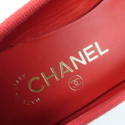CHANEL G02819 Patent Leather Coco Mark Bicolor Flat Shoes Ballet Shoes Red