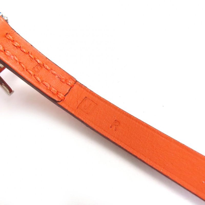 Hermes Api 3 Silver Hardware H Logo Leather Bracelet 3strand Accessory Orange
