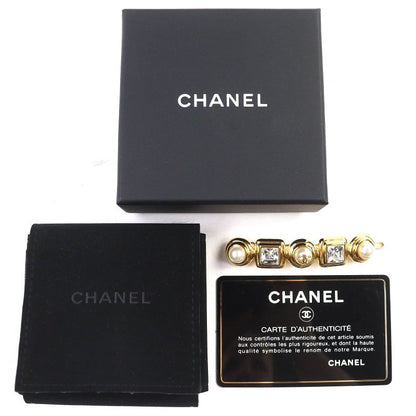 CHANEL B20K Coco Mark Pearl Bijoux Barrette Hair Clip Hair Accessory Gold With