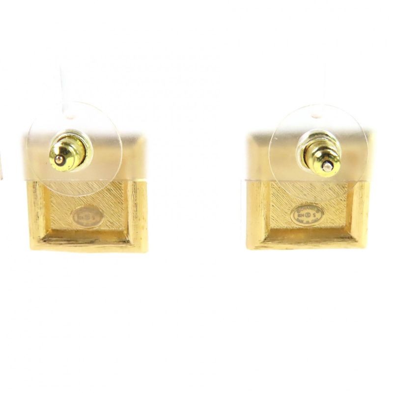 CHANEL B24S Coco Mark Bijoux Square Earrings For Both Ears Gold Pink Made In