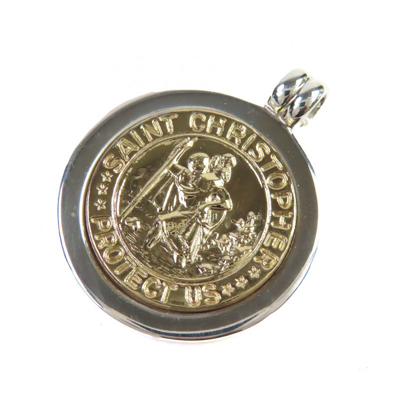 Tiffany & Co St Christopher Coin Sv925 18K Pendant Top Silver Gold Weight