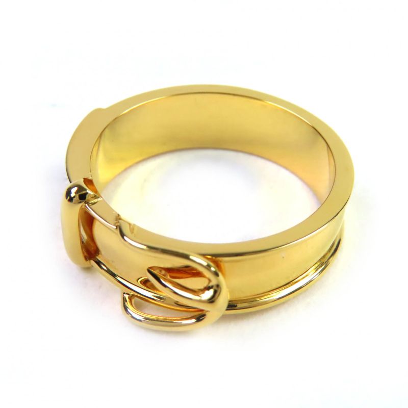 Hermes Book Serie Belt Motif Scarf Ring Gold With Box Made In France Women's