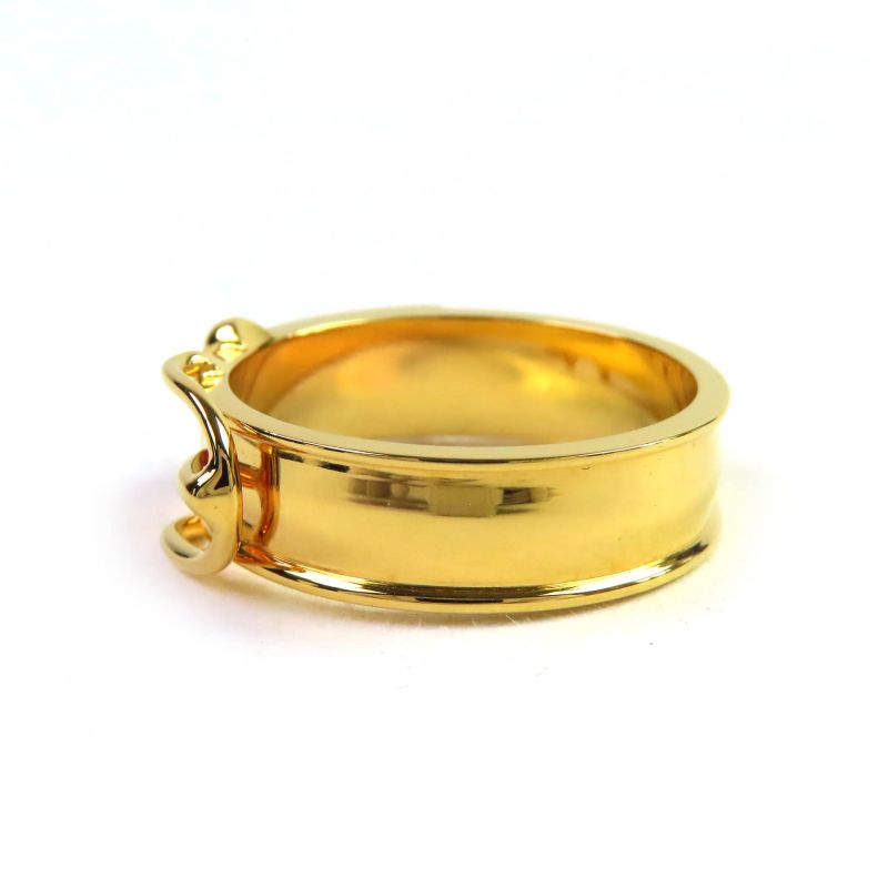 Hermes Book Serie Belt Motif Scarf Ring Gold With Box Made In France Women's