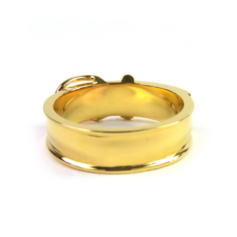 Hermes Book Serie Belt Motif Scarf Ring Gold With Box Made In France Women's