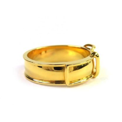 Hermes Book Serie Belt Motif Scarf Ring Gold With Box Made In France Women's