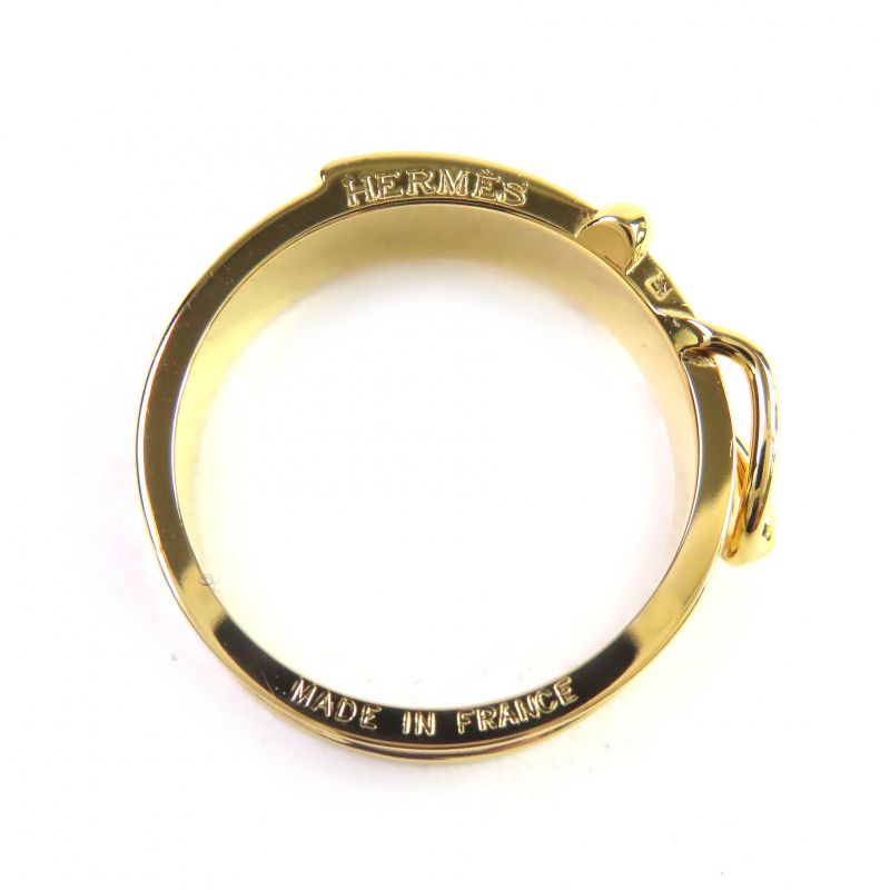 Hermes Book Serie Belt Motif Scarf Ring Gold With Box Made In France Women's