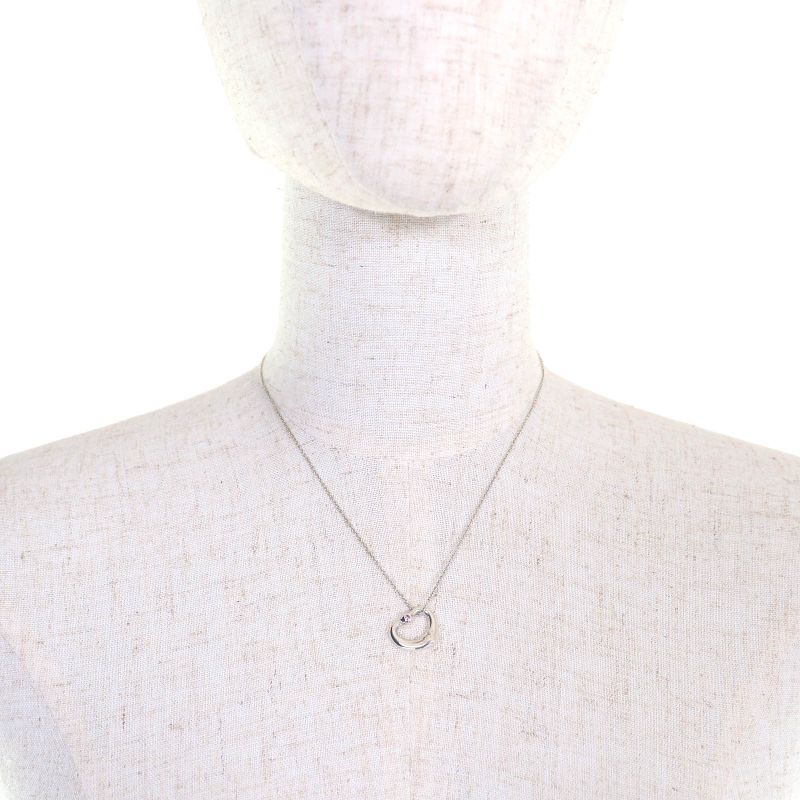 Tiffany & Co Elsa Peretti Open Heart Pendant Sv925 1P Pink Sapphire Necklace
