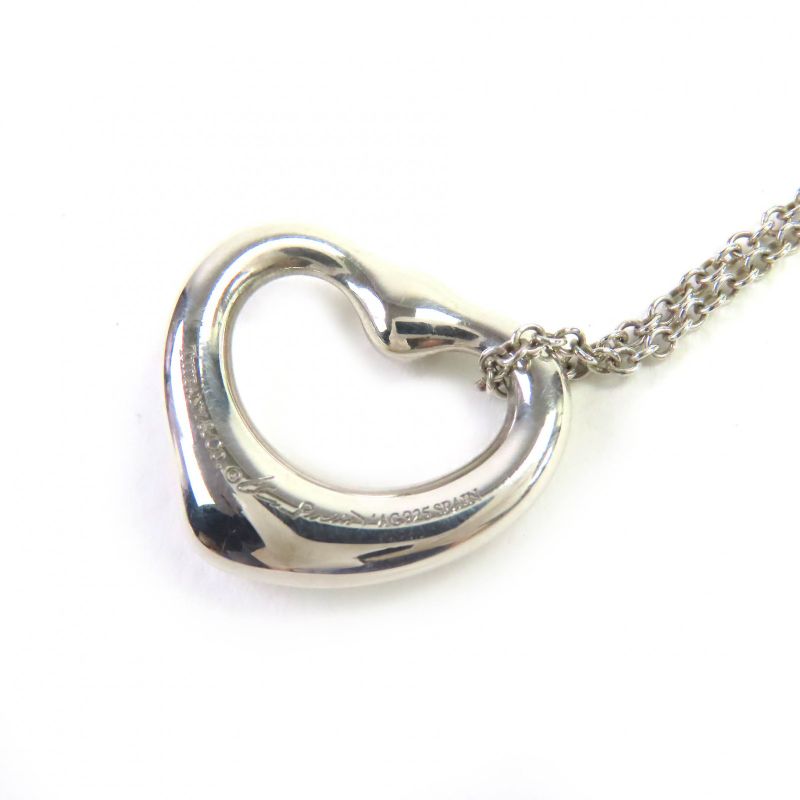 Tiffany & Co Elsa Peretti Open Heart Pendant Sv925 1P Pink Sapphire Necklace