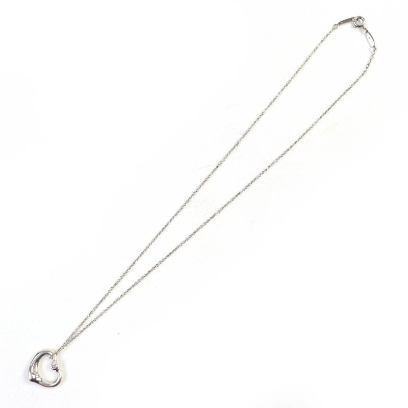 Tiffany & Co Elsa Peretti Open Heart Pendant Sv925 1P Pink Sapphire Necklace