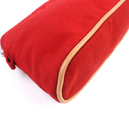 Hermes Bolide Pouch PM Cotton 100% H Logo Embroidery Leather Use Cosmetic Pouch