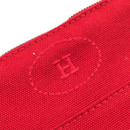 Hermes Bolide Pouch PM Cotton 100% H Logo Embroidery Leather Use Cosmetic Pouch