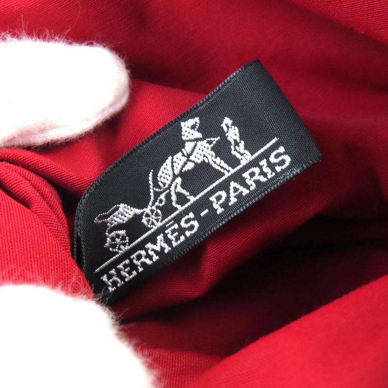 Hermes Bolide Pouch PM Cotton 100% H Logo Embroidery Leather Use Cosmetic Pouch