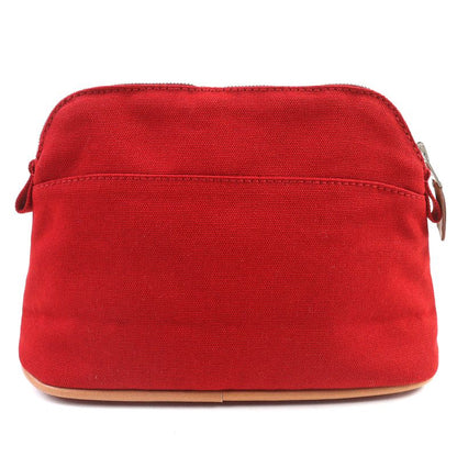 Hermes Bolide Pouch PM Cotton 100% H Logo Embroidery Leather Use Cosmetic Pouch