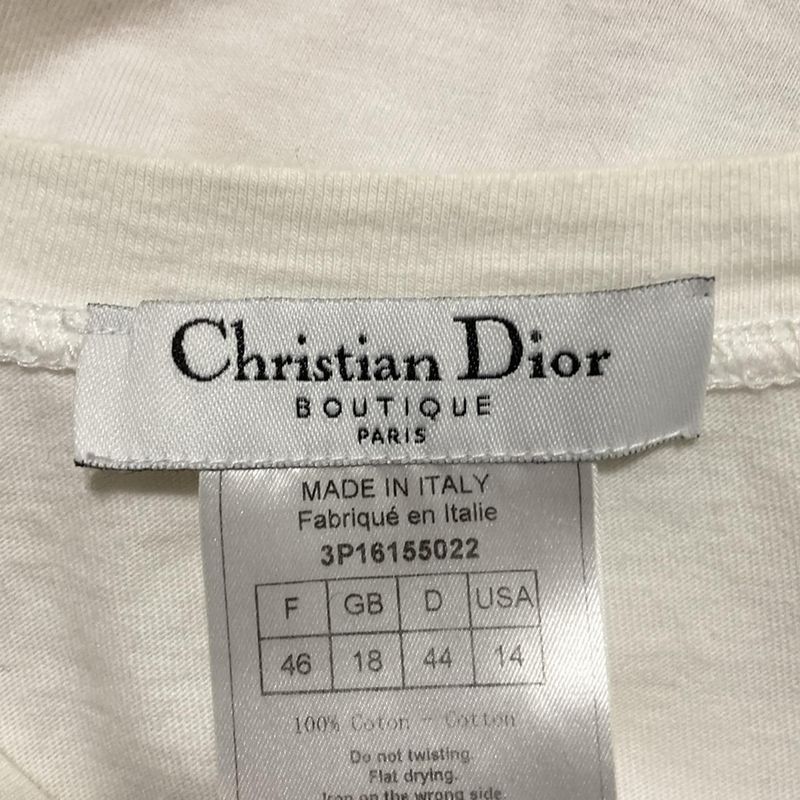 Dior/ Short Sleeve T-Shirt Size Usa14 XL Women - White and Multi Crew Neck