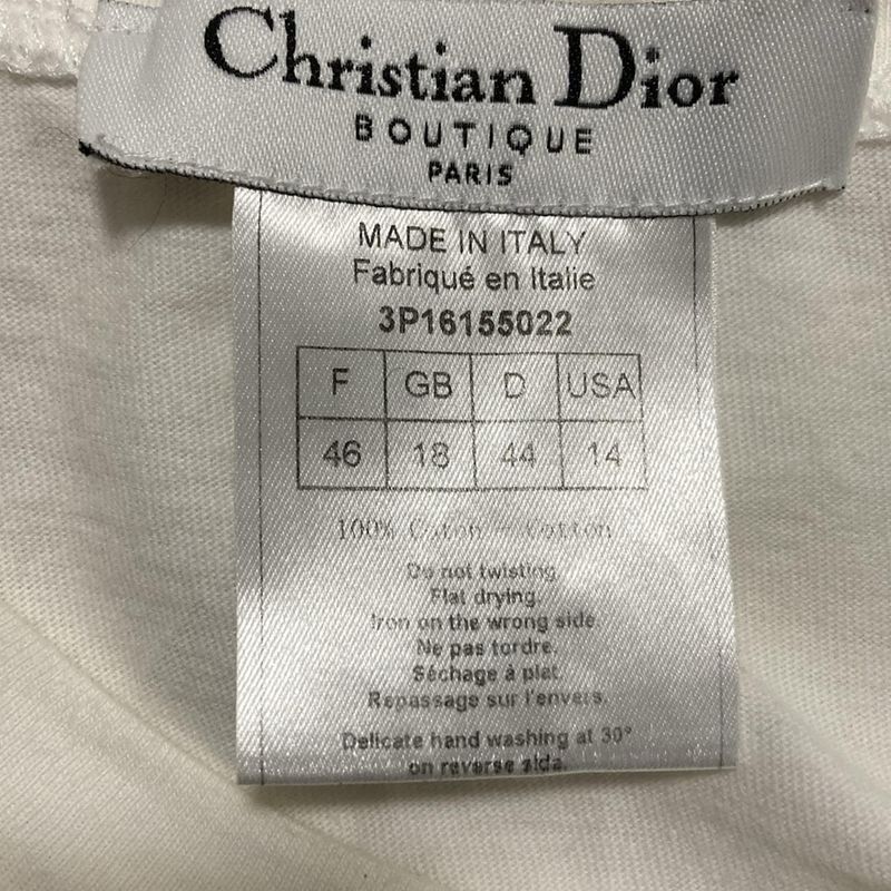 Dior/ Short Sleeve T-Shirt Size Usa14 XL Women - White and Multi Crew Neck