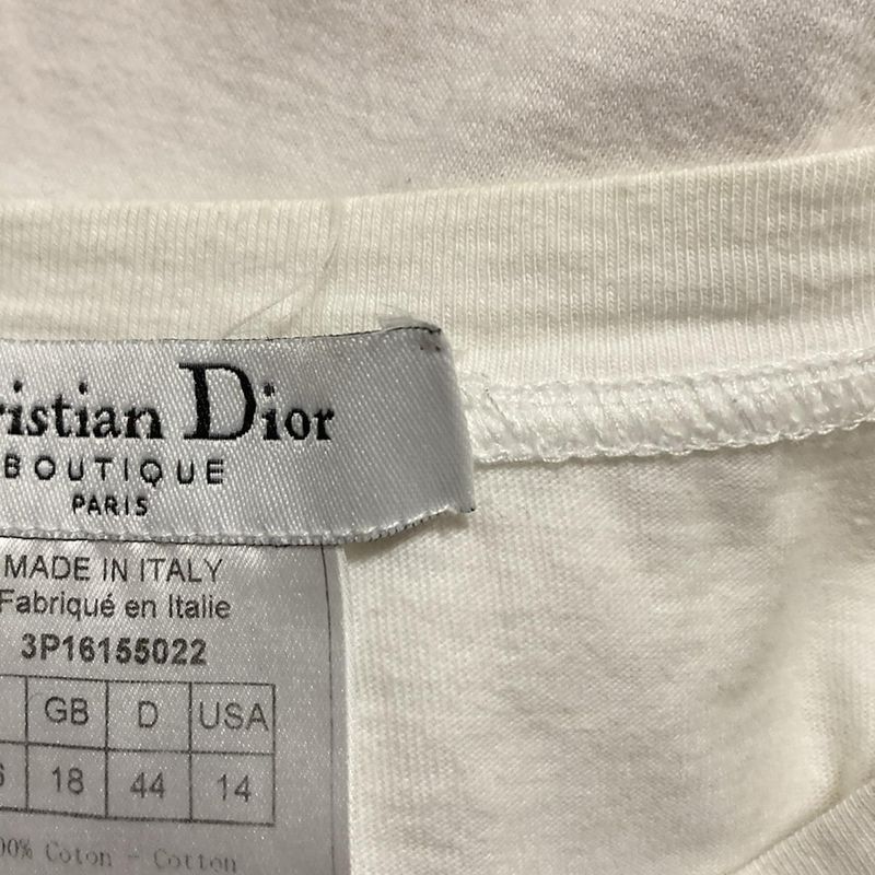 Dior/ Short Sleeve T-Shirt Size Usa14 XL Women - White and Multi Crew Neck