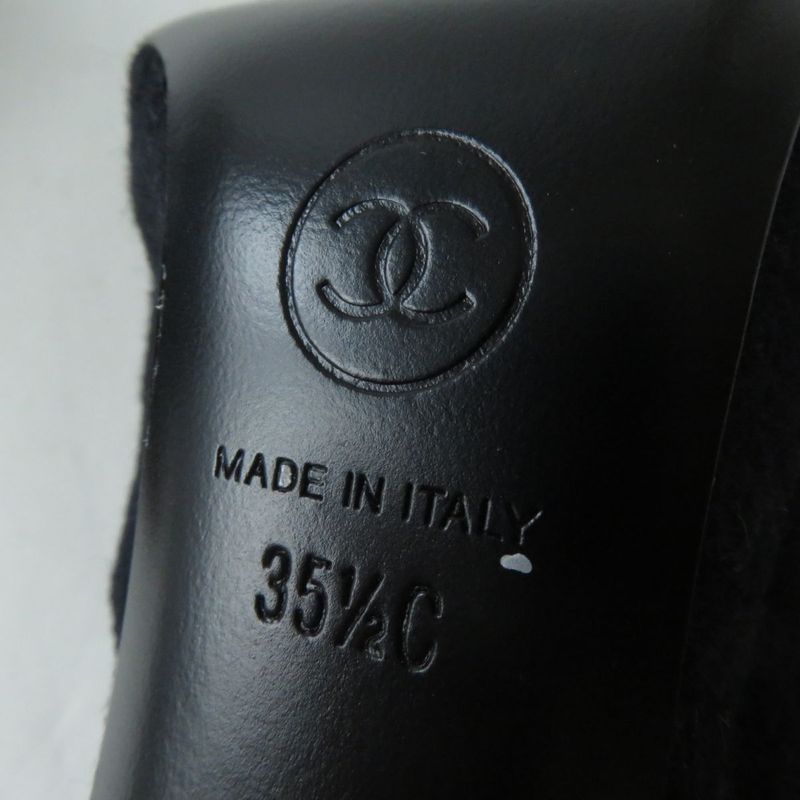 CHANEL G30404 Women's Bicolor Lace-up Wool Booties With Coco