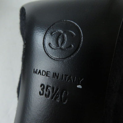 CHANEL G30404 Women's Bicolor Lace-up Wool Booties With Coco