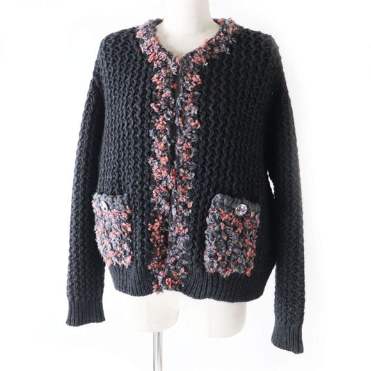 Hermes CHANEL P72932 Women's Coco Mark Button Mixed Knit 100% Cashmere Knit