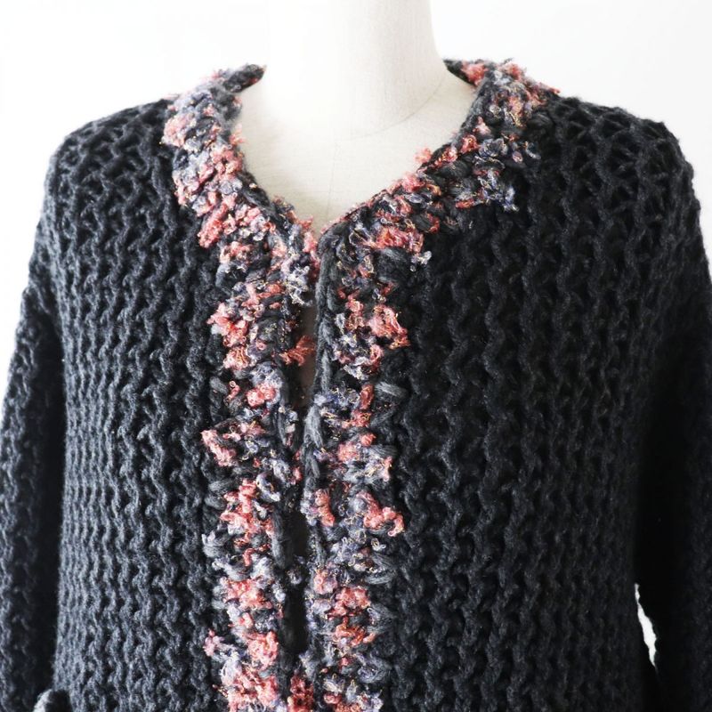 Hermes CHANEL P72932 Women's Coco Mark Button Mixed Knit 100% Cashmere Knit