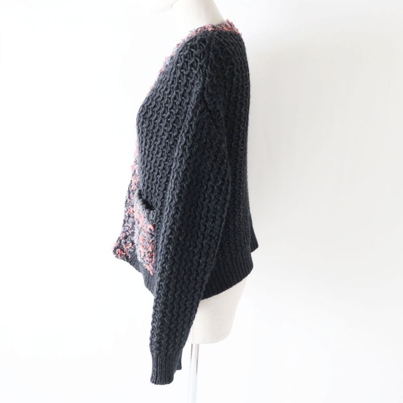 Hermes CHANEL P72932 Women's Coco Mark Button Mixed Knit 100% Cashmere Knit