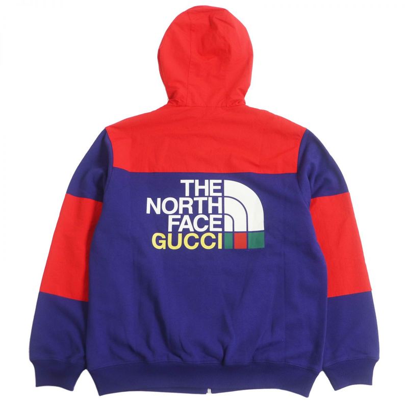 22SS Gucci×the North FACE Gucci North Face 671462 Nylon Switching Zip Hoodie
