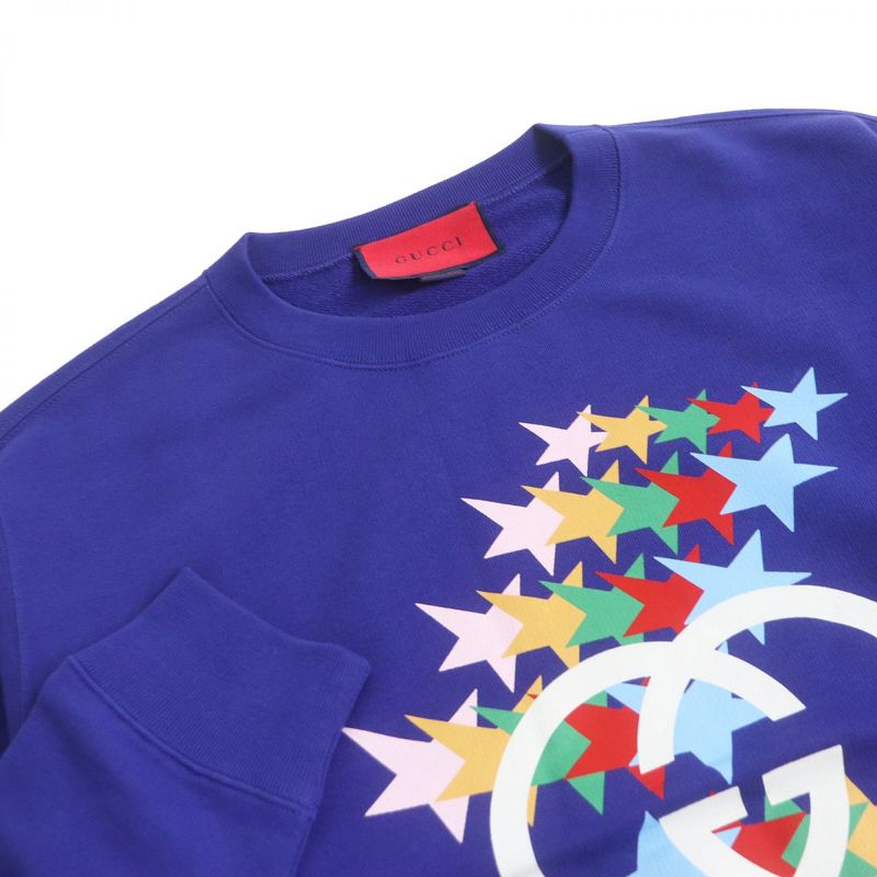 Gucci 626990 GG Logo Star Print 100% Cotton Oversized Sweatshirt/sweatshirt