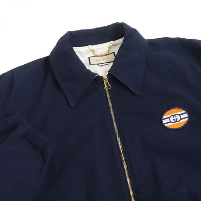 21AW Gucci 654837 Logo Patch Cotton Nylon Zip Jacket/blouson Jacket Navy 50