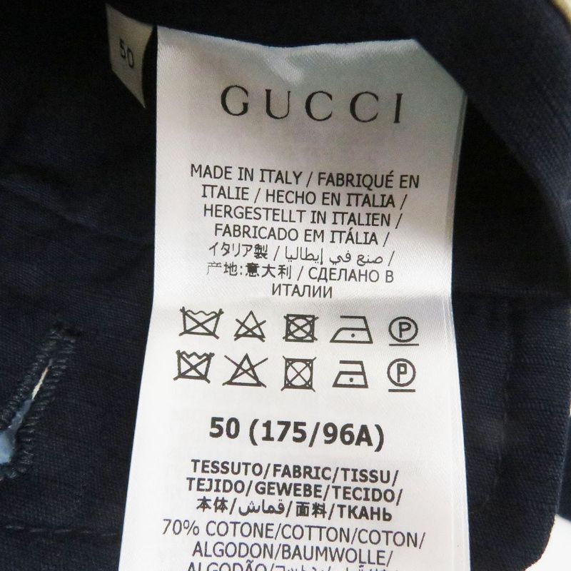 21AW Gucci 654837 Logo Patch Cotton Nylon Zip Jacket/blouson Jacket Navy 50