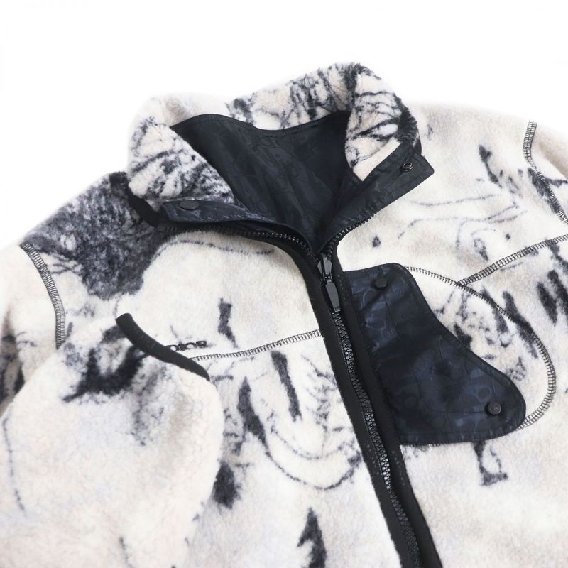 21AW DIOR Homme X Peter Doig Oblique Reversible Fleece Jacket / Nylon Blouson