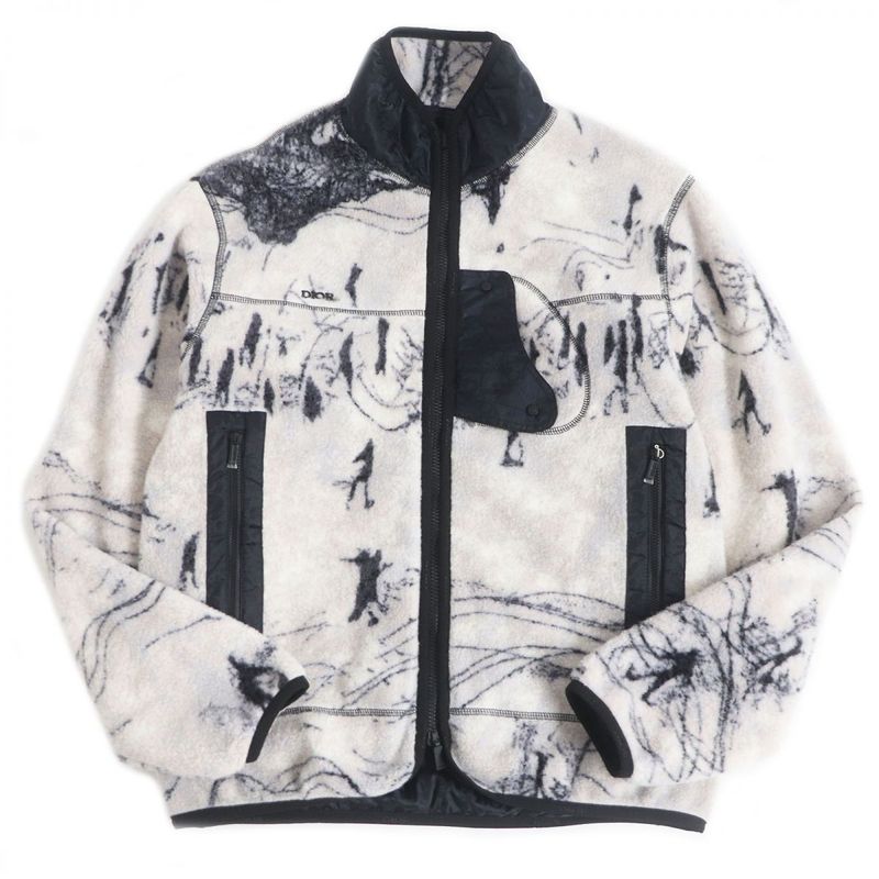21AW DIOR Homme X Peter Doig Oblique Reversible Fleece Jacket / Nylon Blouson