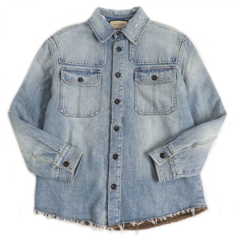 22AW Gucci 667998 You Got Good Taste Back Printed Crushed Lined Denim Jacket