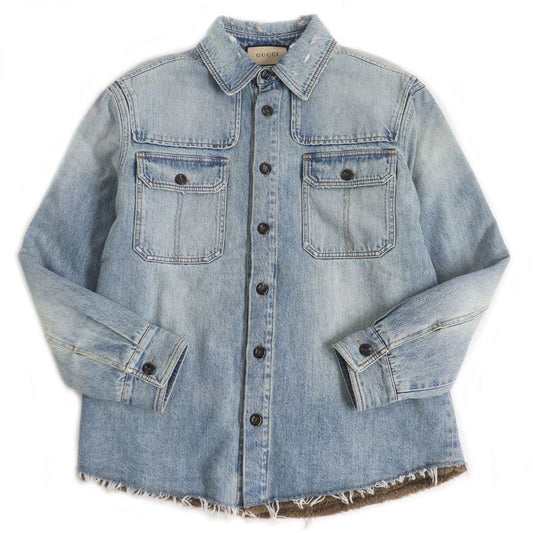 22AW Gucci 667998 You Got Good Taste Back Printed Crushed Lined Denim Jacket