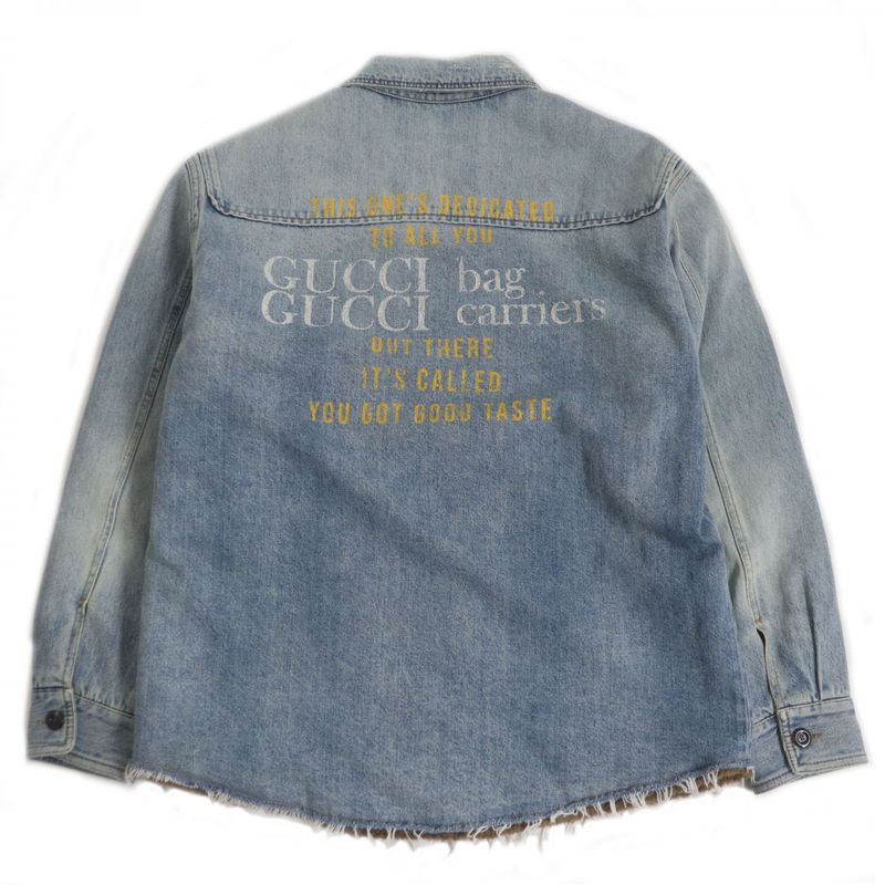 22AW Gucci 667998 You Got Good Taste Back Printed Crushed Lined Denim Jacket